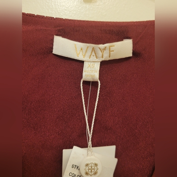 Wayf Cranberry Red Floral Silver Striped Long Sleeve Blouse Size Extra Small - Picture 13 of 16